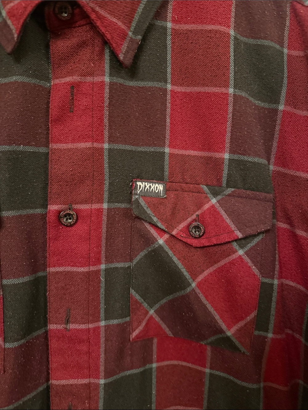 DIXXON Red and Black Plaid Long-Sleeve Button-Down Shirt - Picture 3 of 4